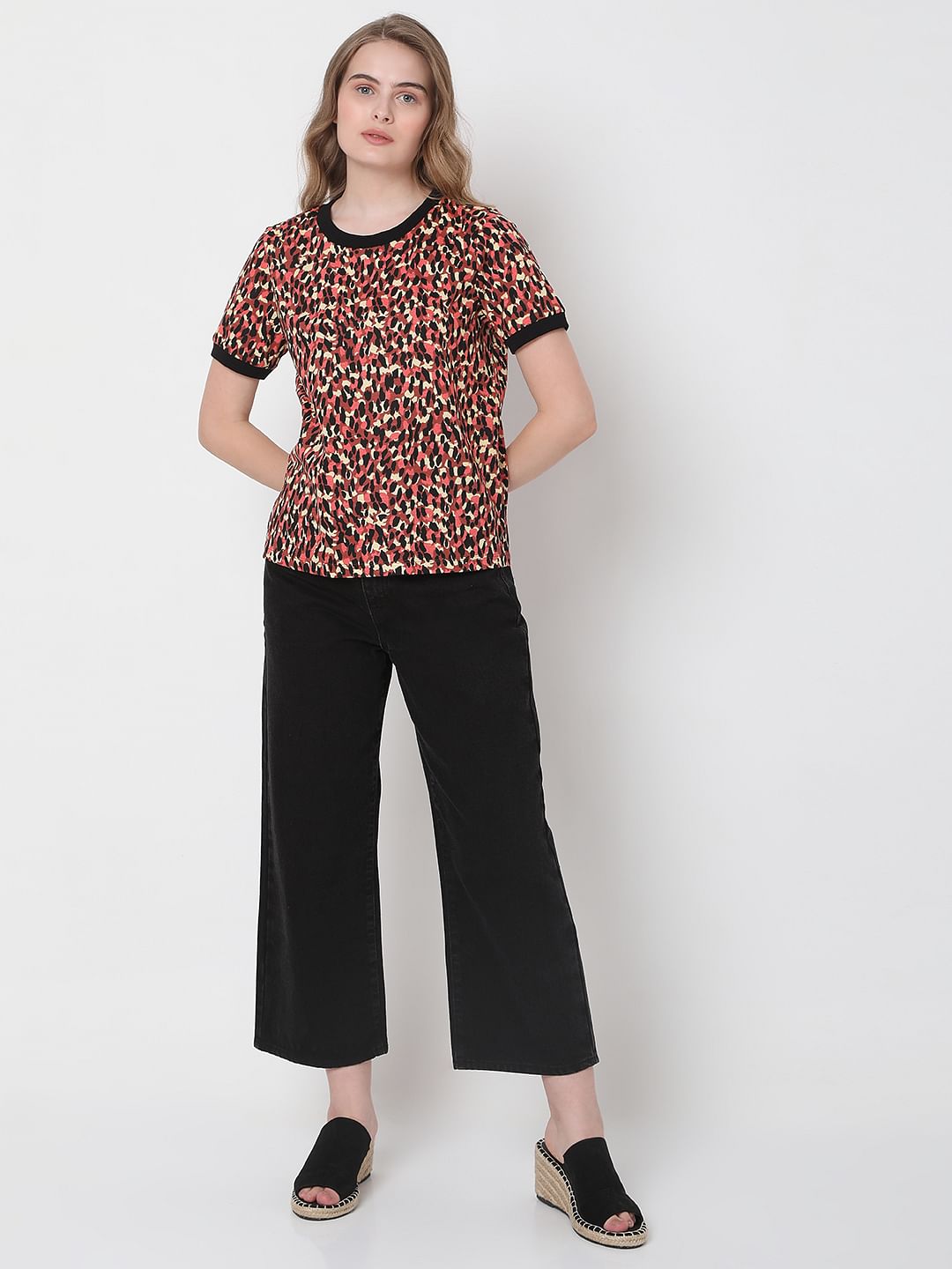 Red Abstract Print Top