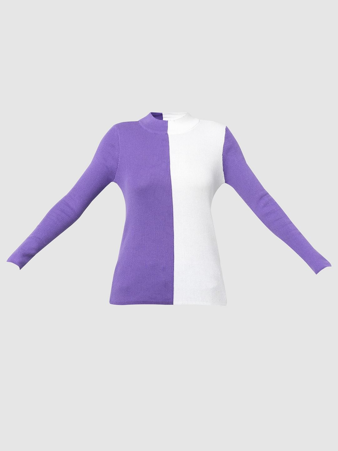 Purple Colourblocked Sweater