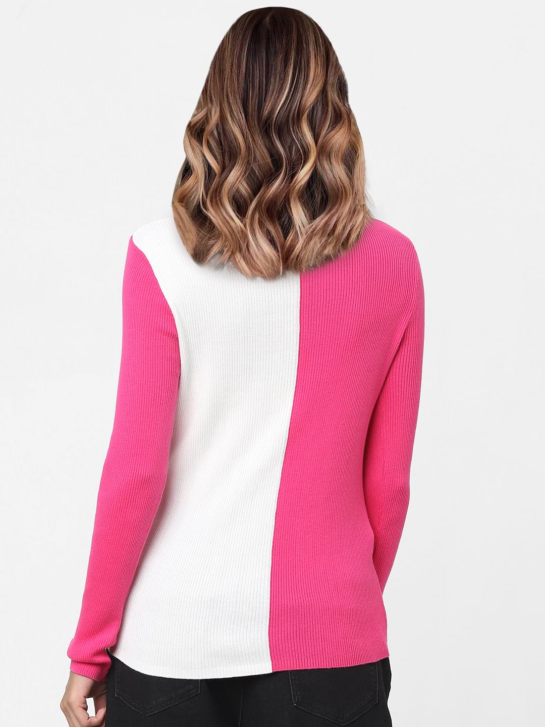 Fuchsia Colourblocked Sweater