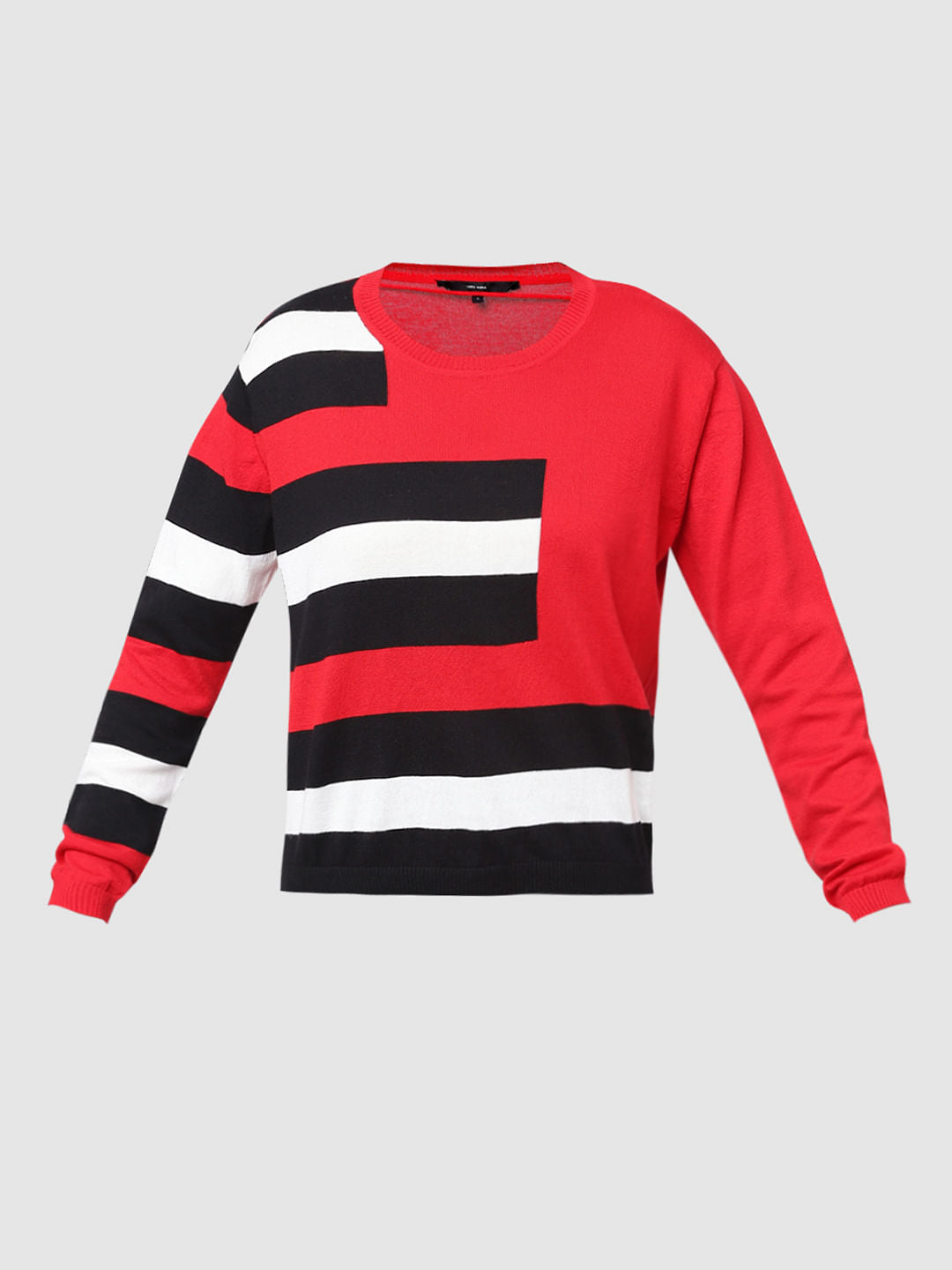 Red Colourblocked Sweater