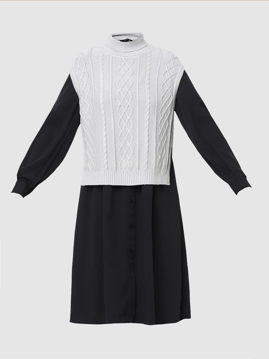 Grey Cable Knit Vest