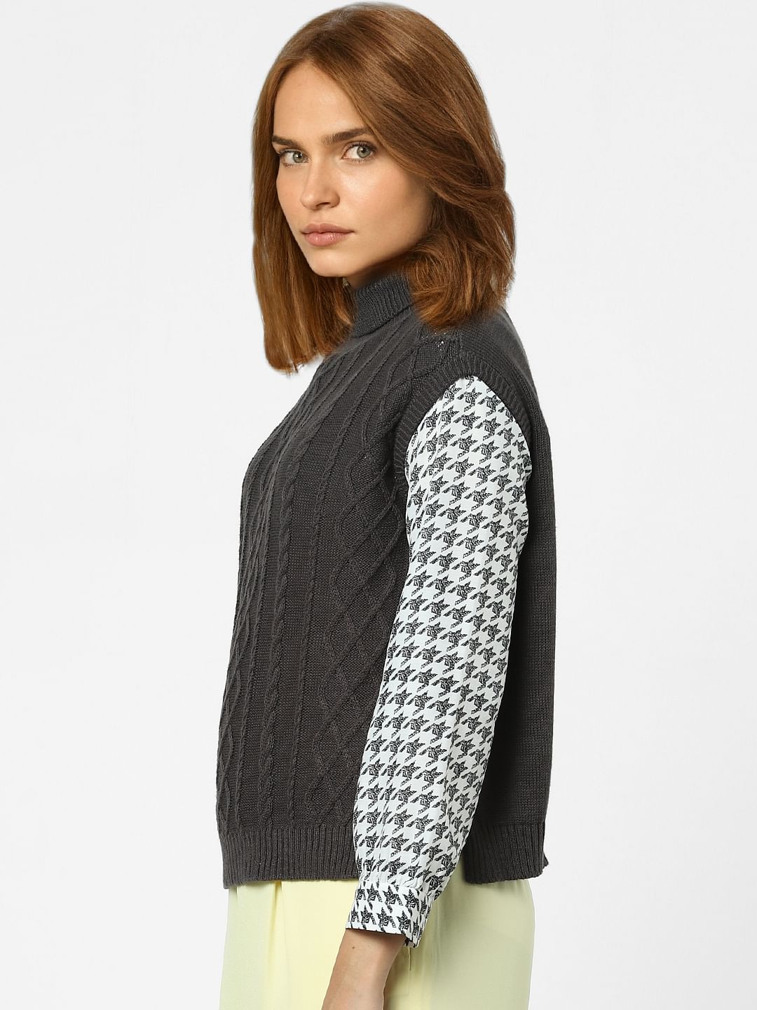 Dark Grey Cable Knit Vest