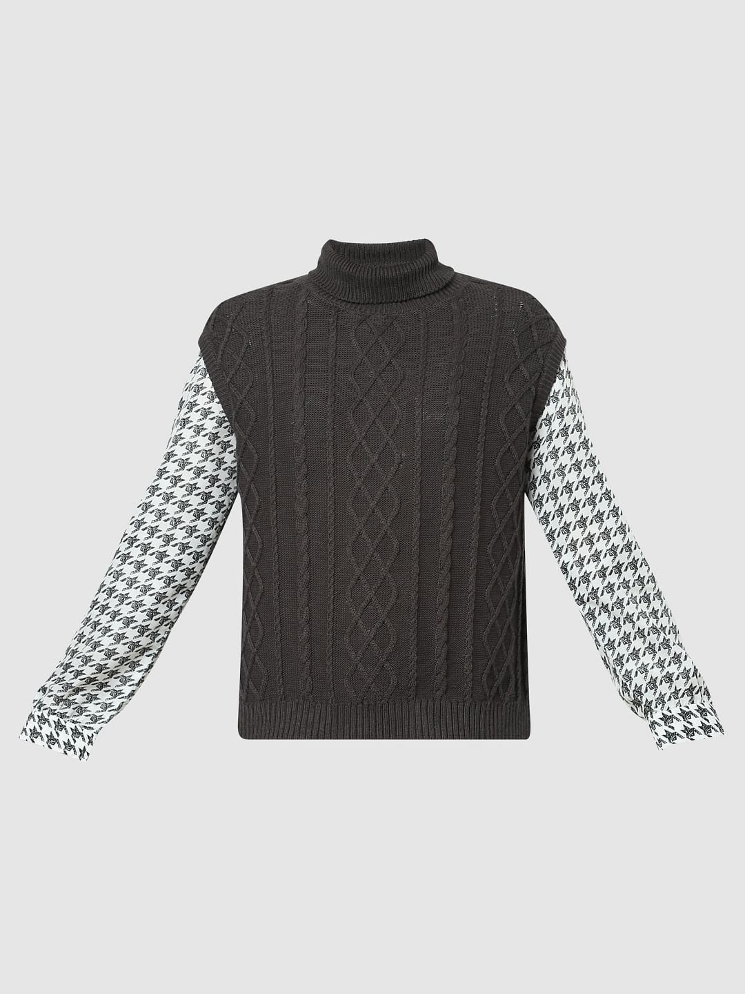 Dark Grey Cable Knit Vest