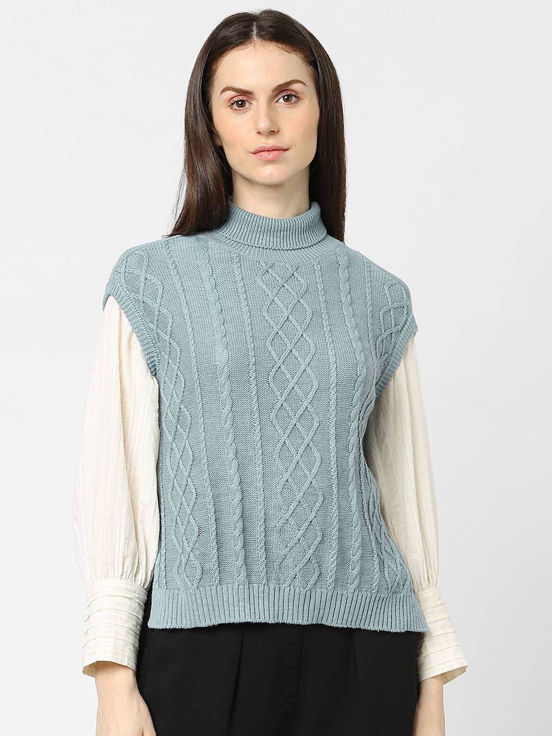 Blue Cable Knit Vest