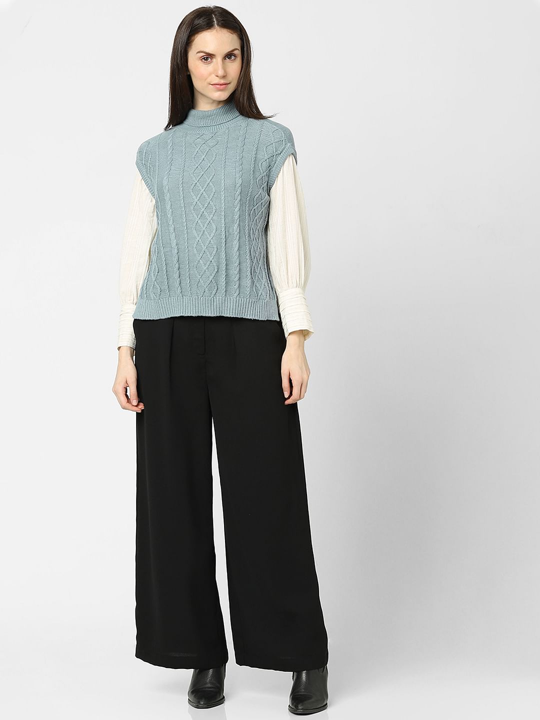 Blue Cable Knit Vest