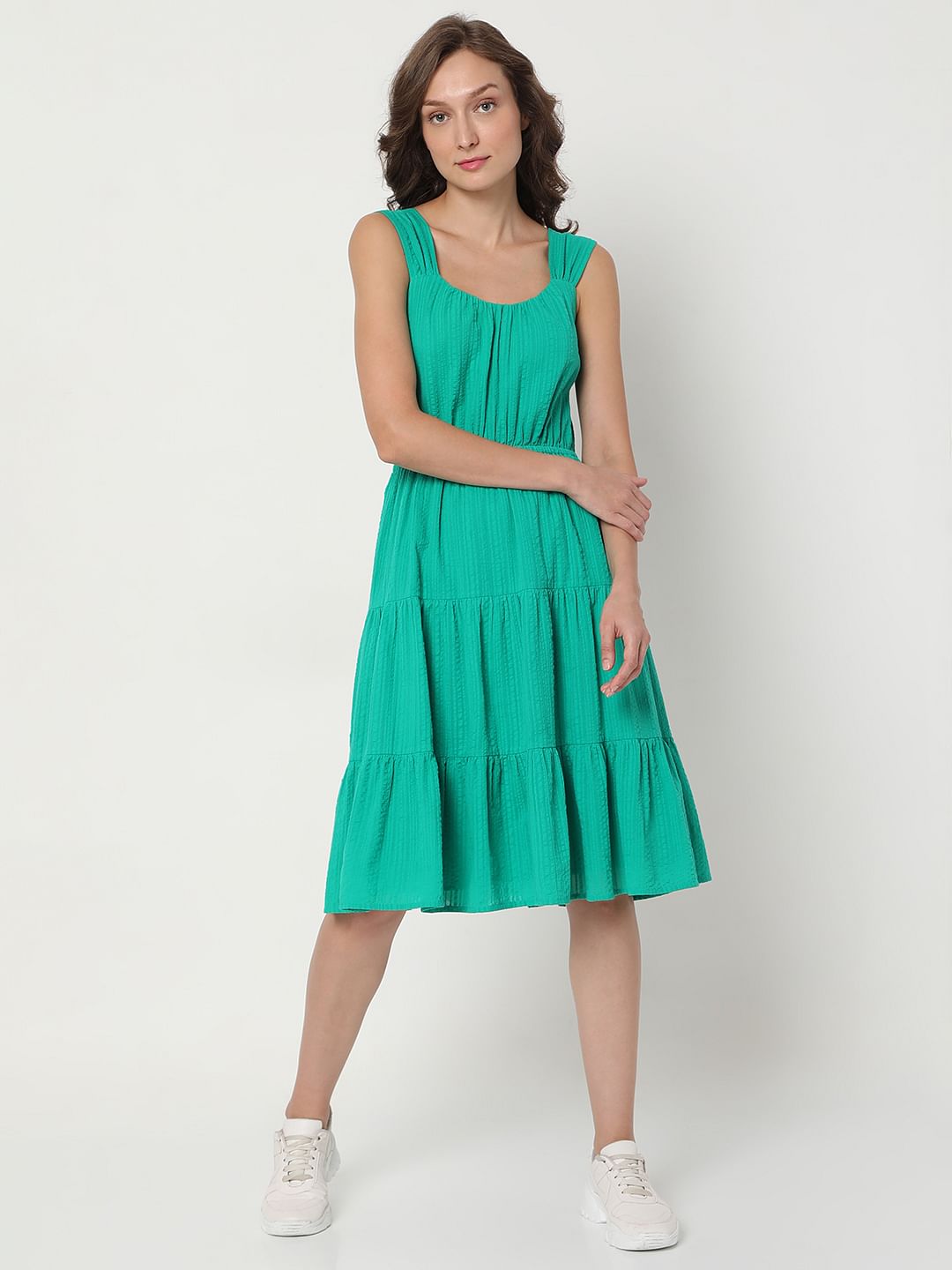 Green Tiered Midi Dress