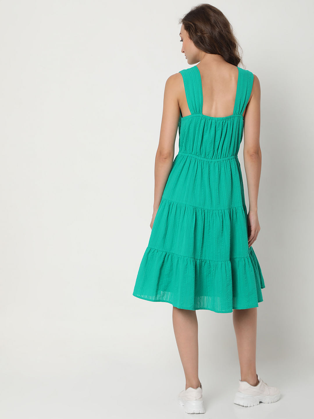 Green Tiered Midi Dress