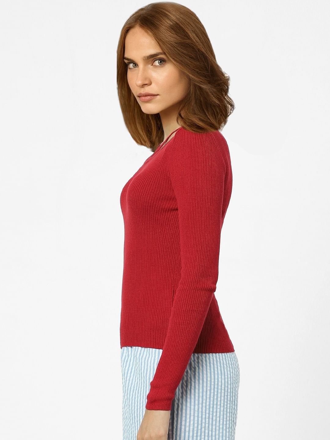 Red Ribbed Sweater