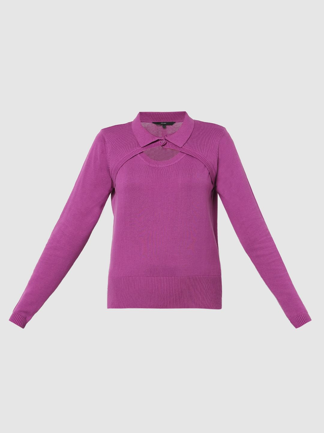 Purple Peephole Detail Sweater