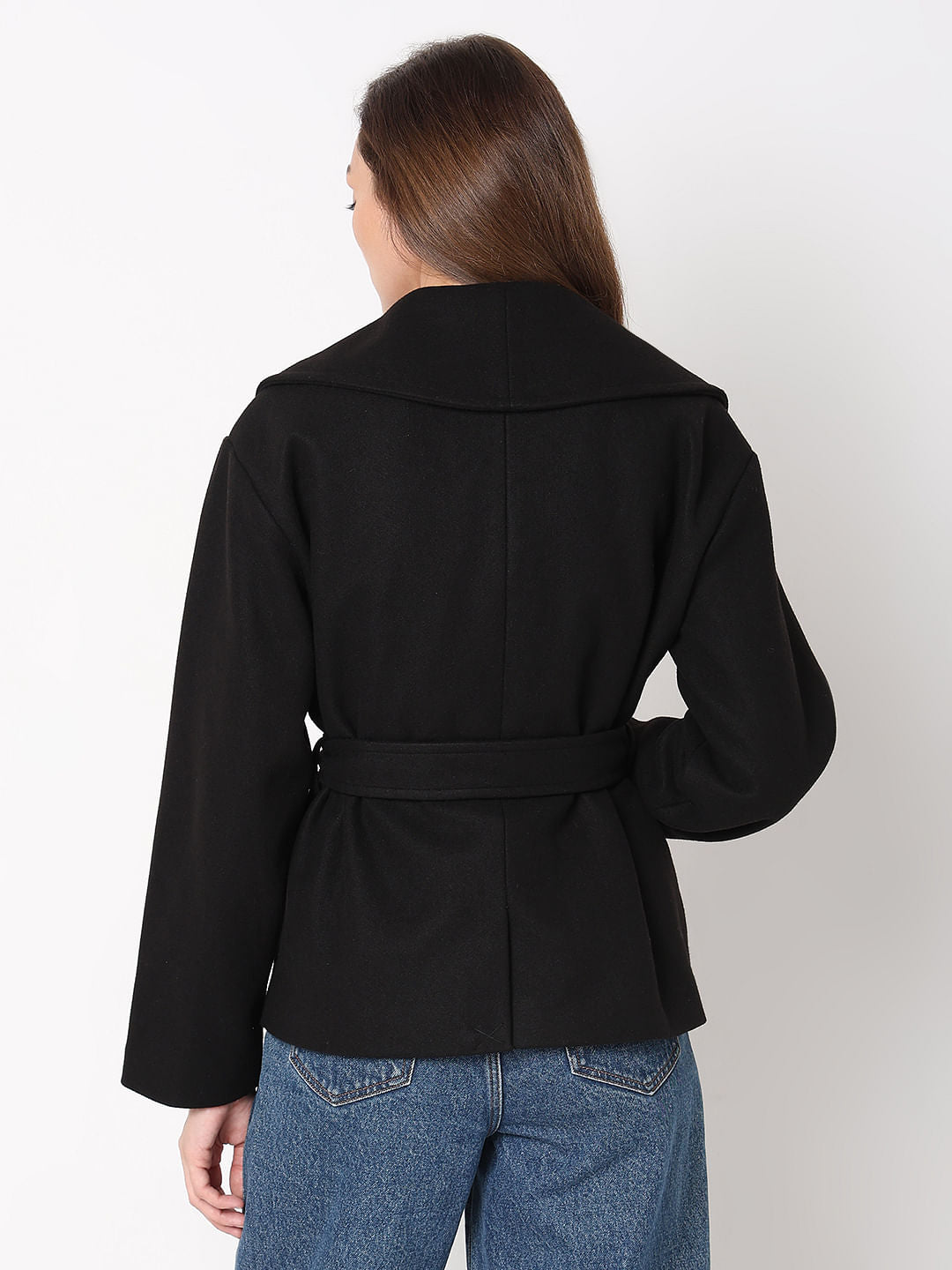 Black Shawl Collar Short Jacket
