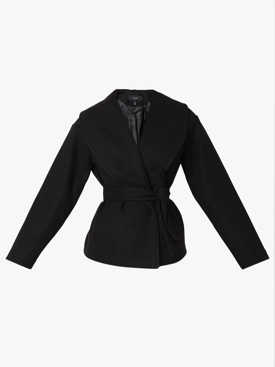 Black Shawl Collar Short Jacket