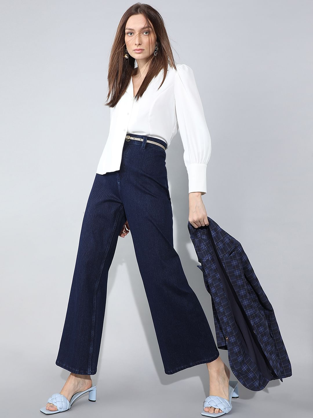Dark Blue High Rise Zoey Wide-Leg Jeans
