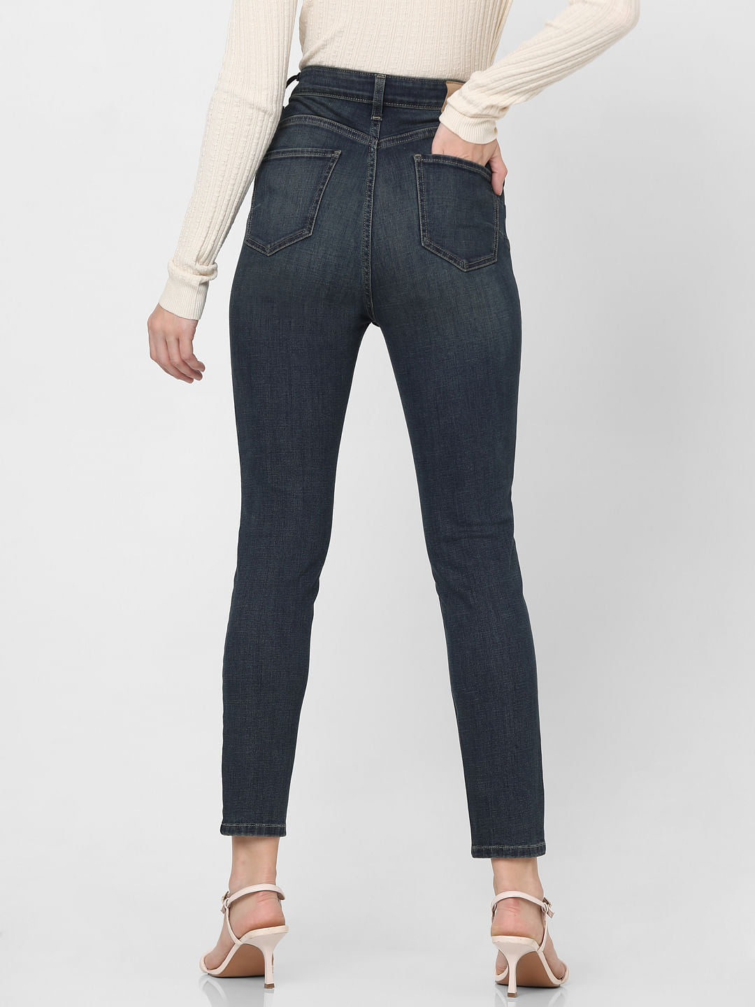 Dark Blue High Rise Light Washed Jeans