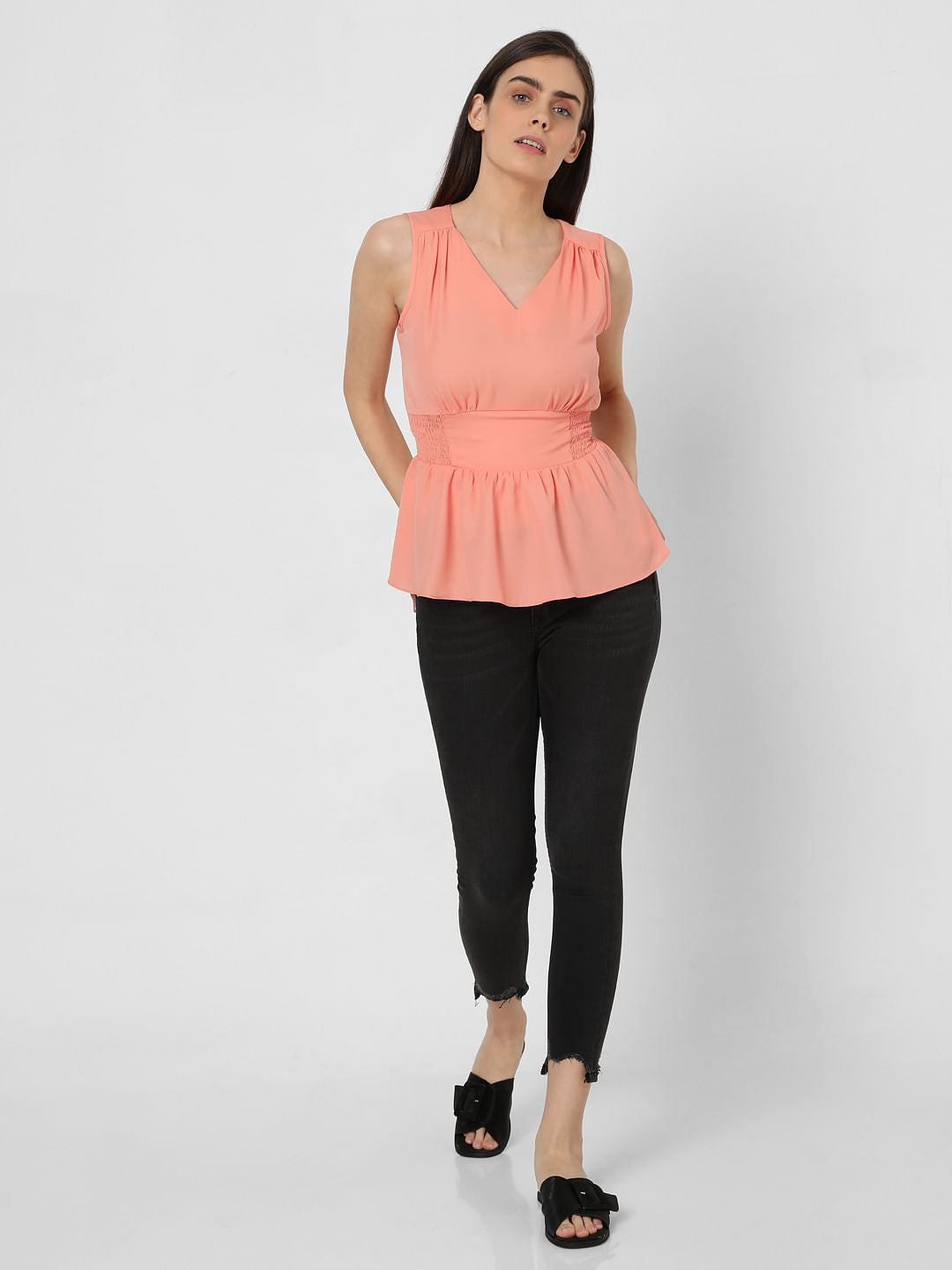 Pink Smocked Waist Top