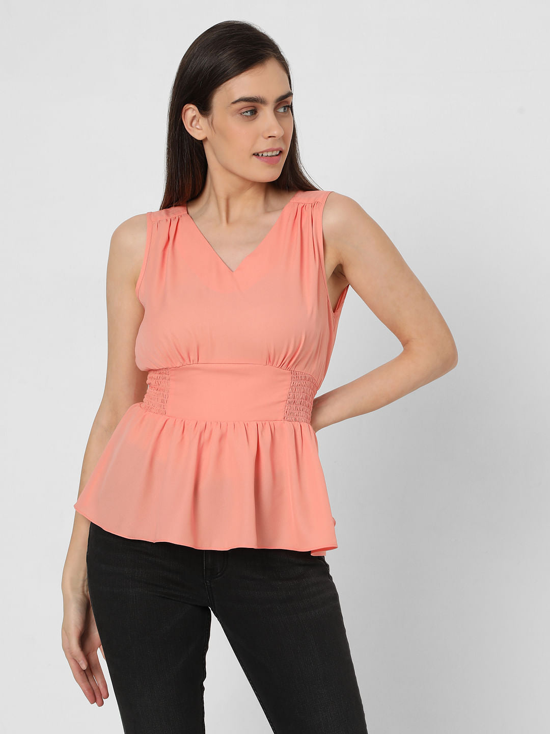 Pink Smocked Waist Top