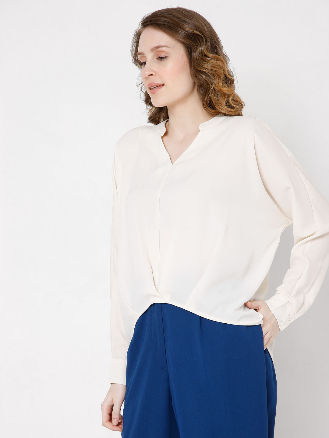Beige Pleated Top