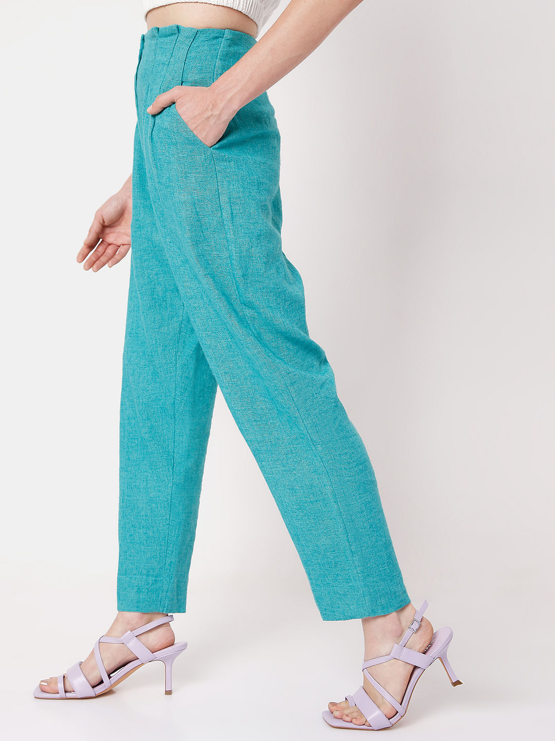 Blue High Rise Co-Ord Set Pants