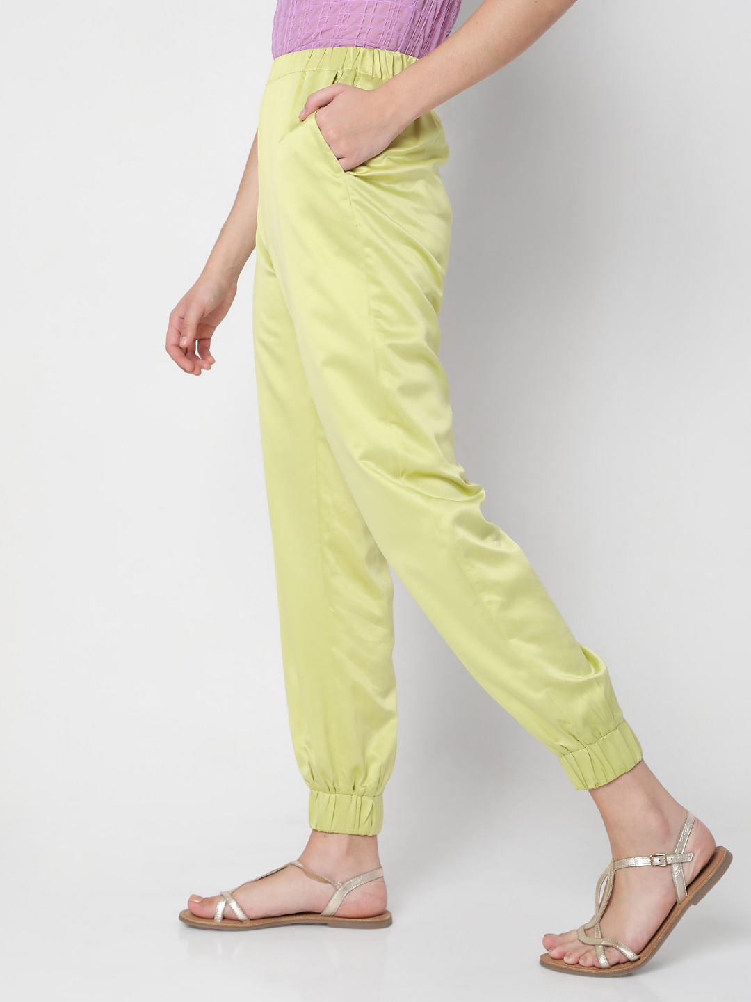 Green High Rise Co-Ord Set Pants