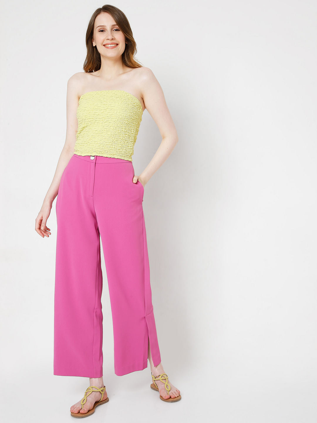 Yellow Smocked Tube Top