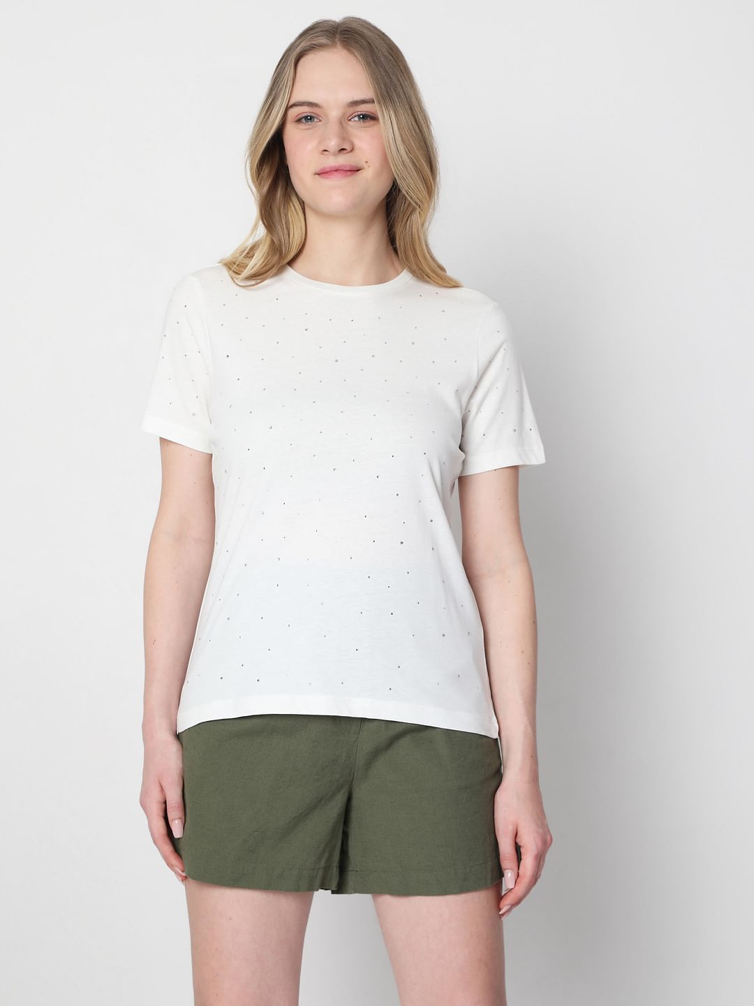 White Embellished T-Shirt