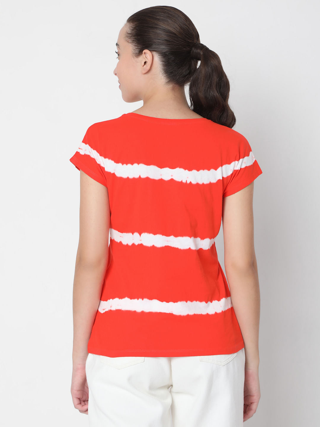 Red Tie Dye Striped Top