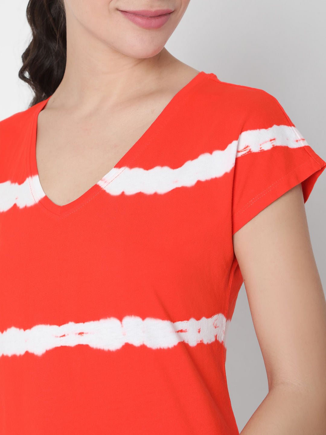 Red Tie Dye Striped Top