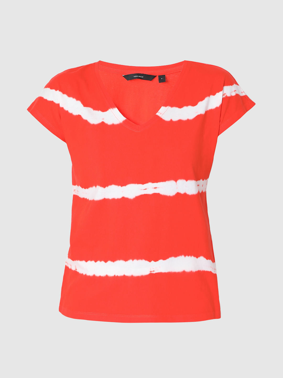 Red Tie Dye Striped Top