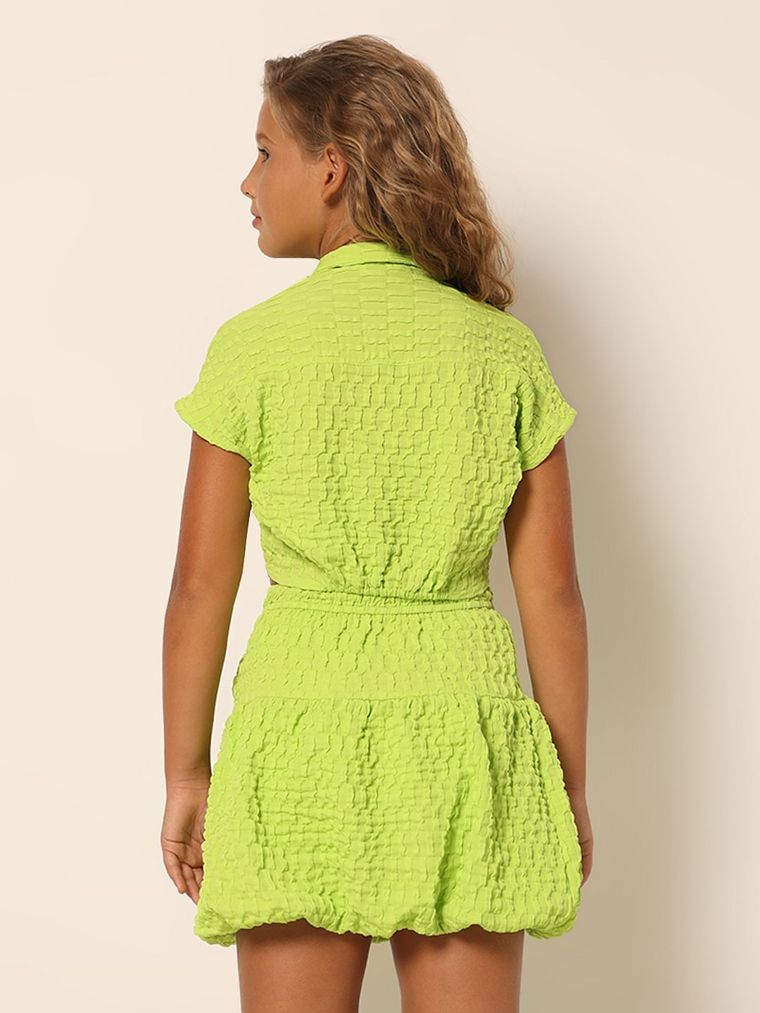 Girls Green Co-Ord Set Shirt