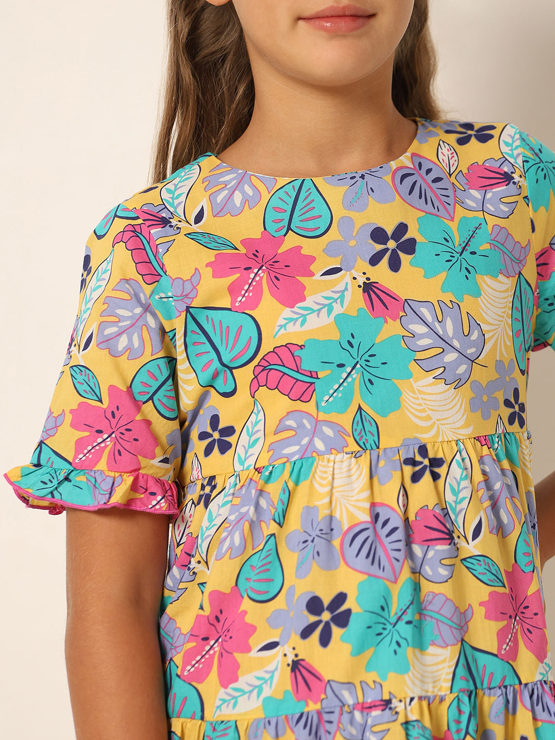 Yellow Printed Fit & Flare Dress