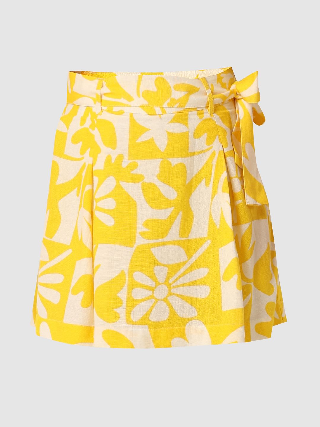 Yellow Printed Co-Ord Set Skirt