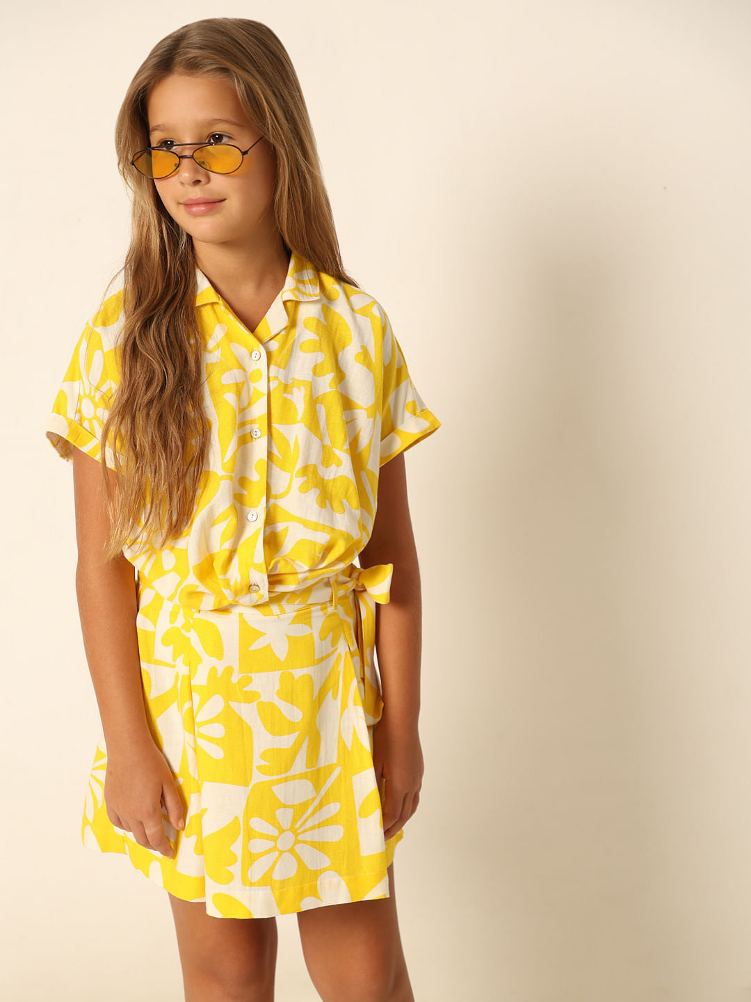 Yellow Printed Co-Ord Set Shirt