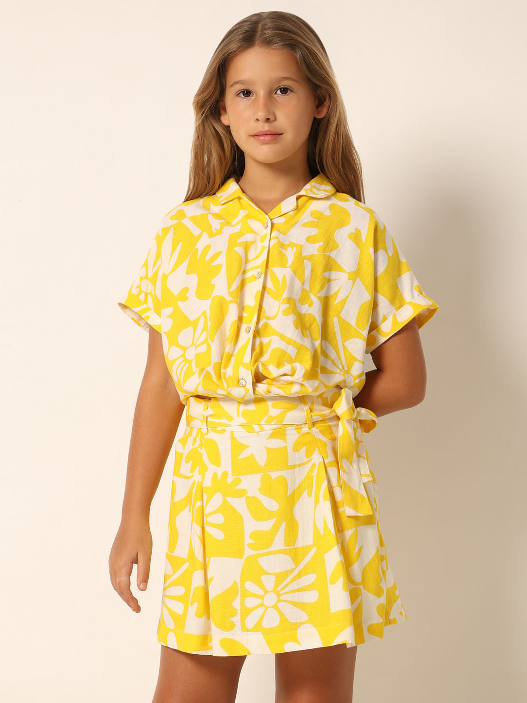 Yellow Printed Co-Ord Set Shirt
