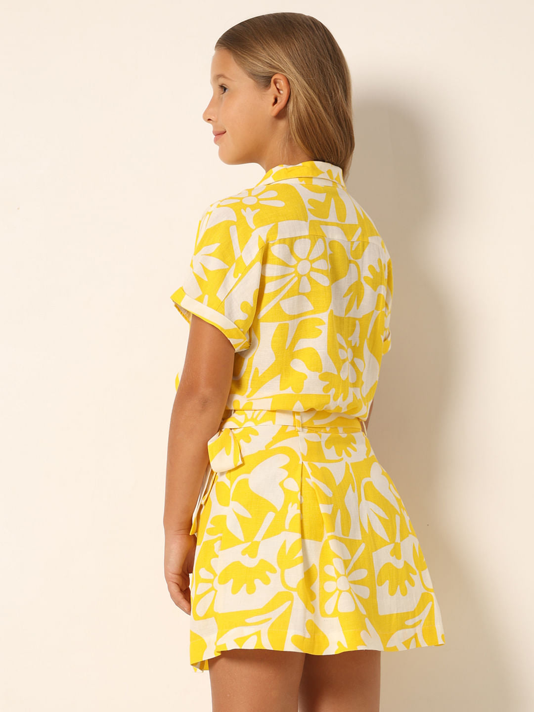 Yellow Printed Co-Ord Set Shirt
