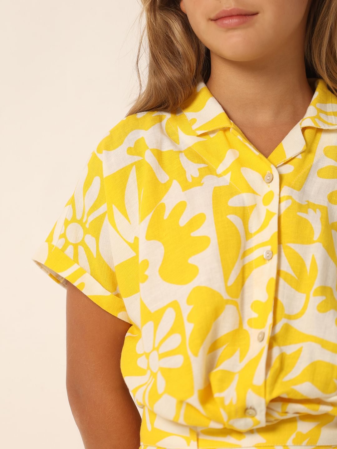 Yellow Printed Co-Ord Set Shirt