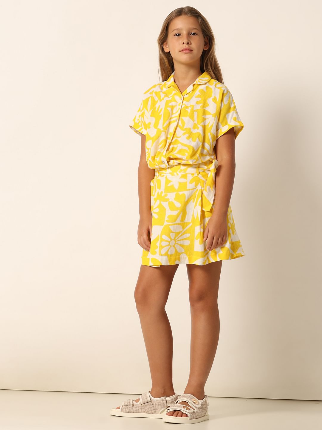 Yellow Printed Co-Ord Set Shirt