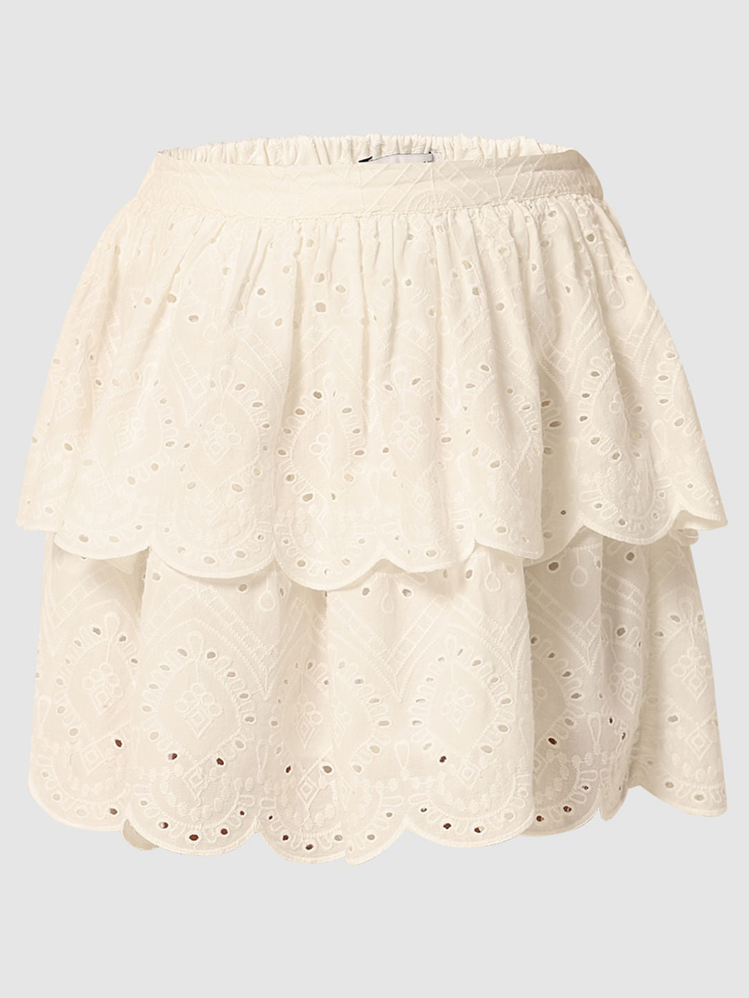 Girls White Layered Co-Ord Set Skirt