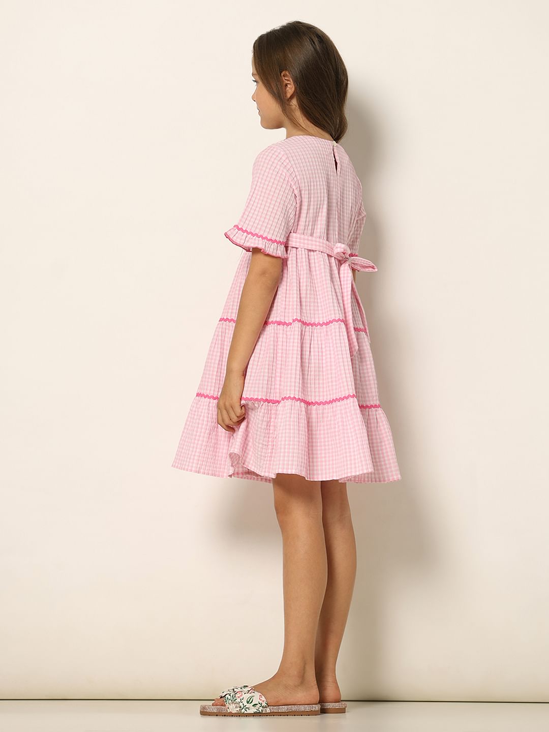 Pink Check Fit & Flare Dress