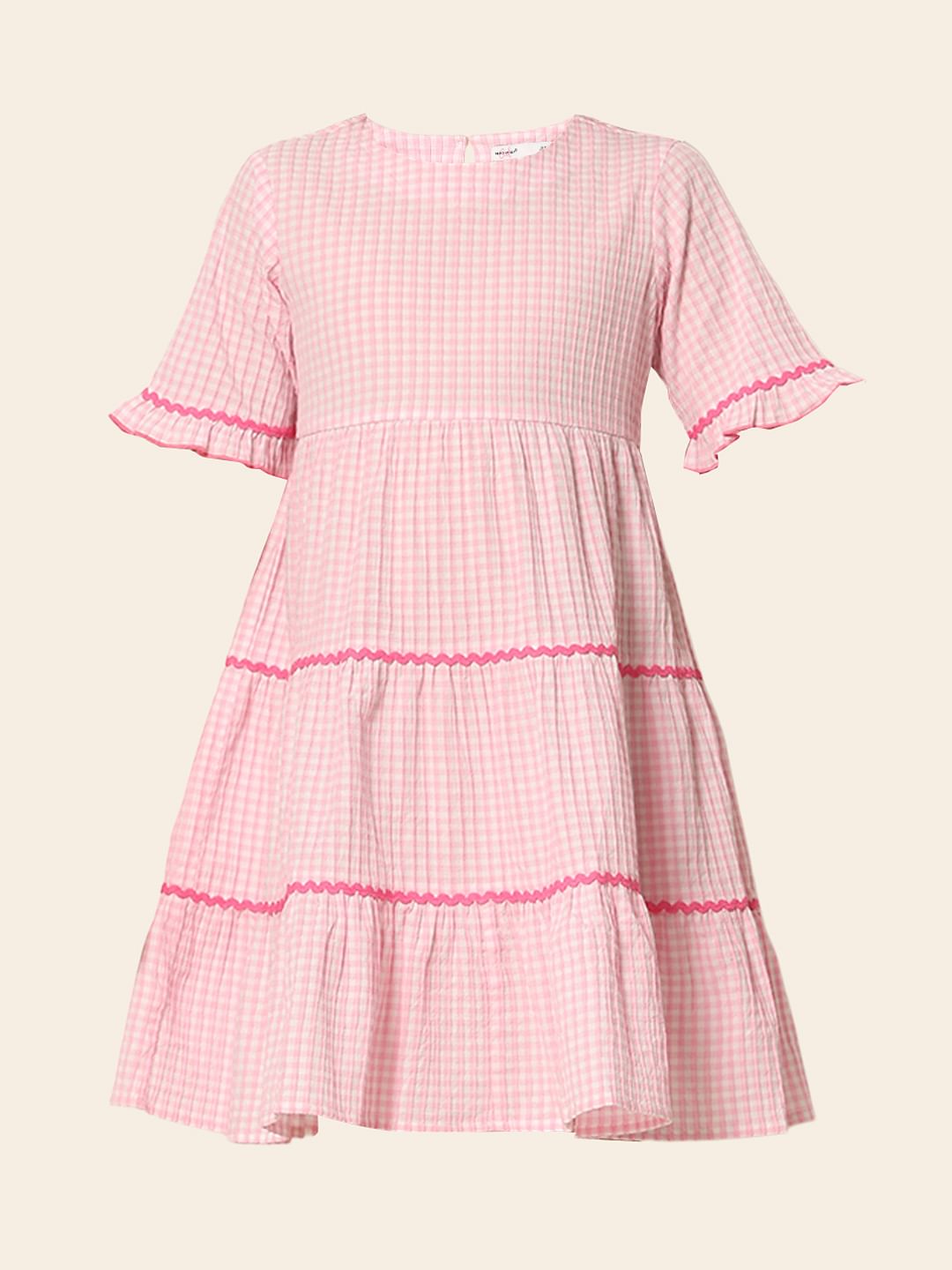 Pink Check Fit & Flare Dress