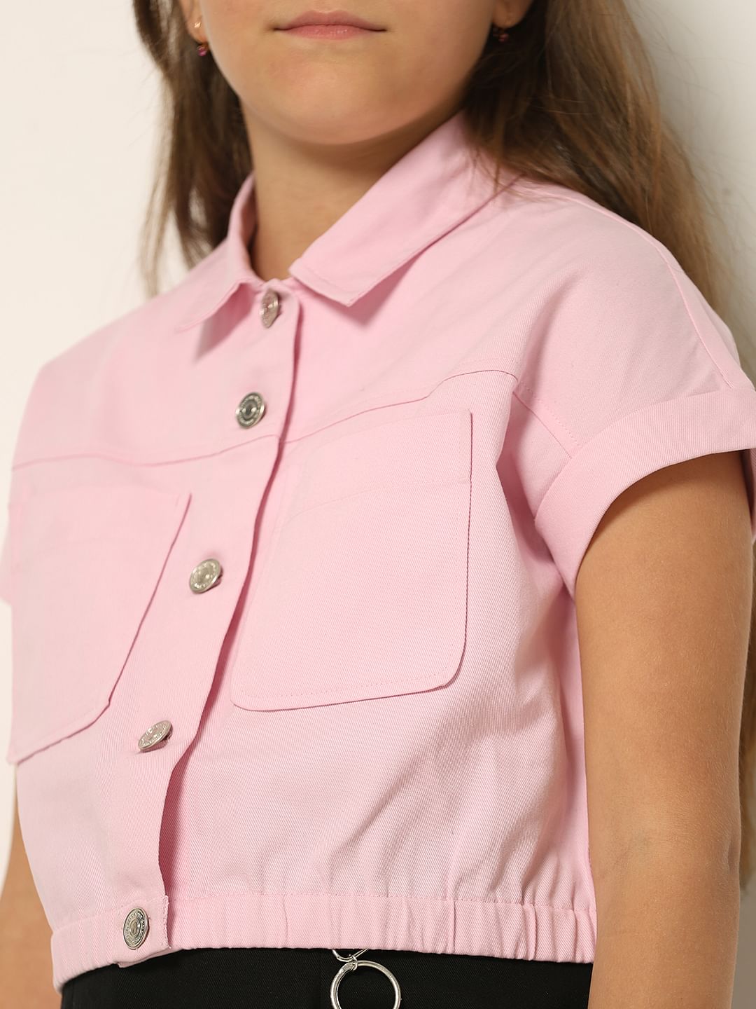 Pink Elastic Hem Shirt