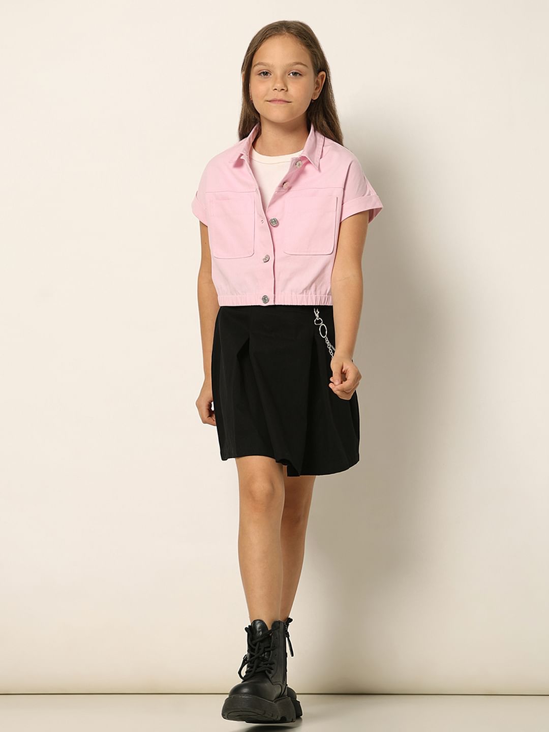 Pink Elastic Hem Shirt