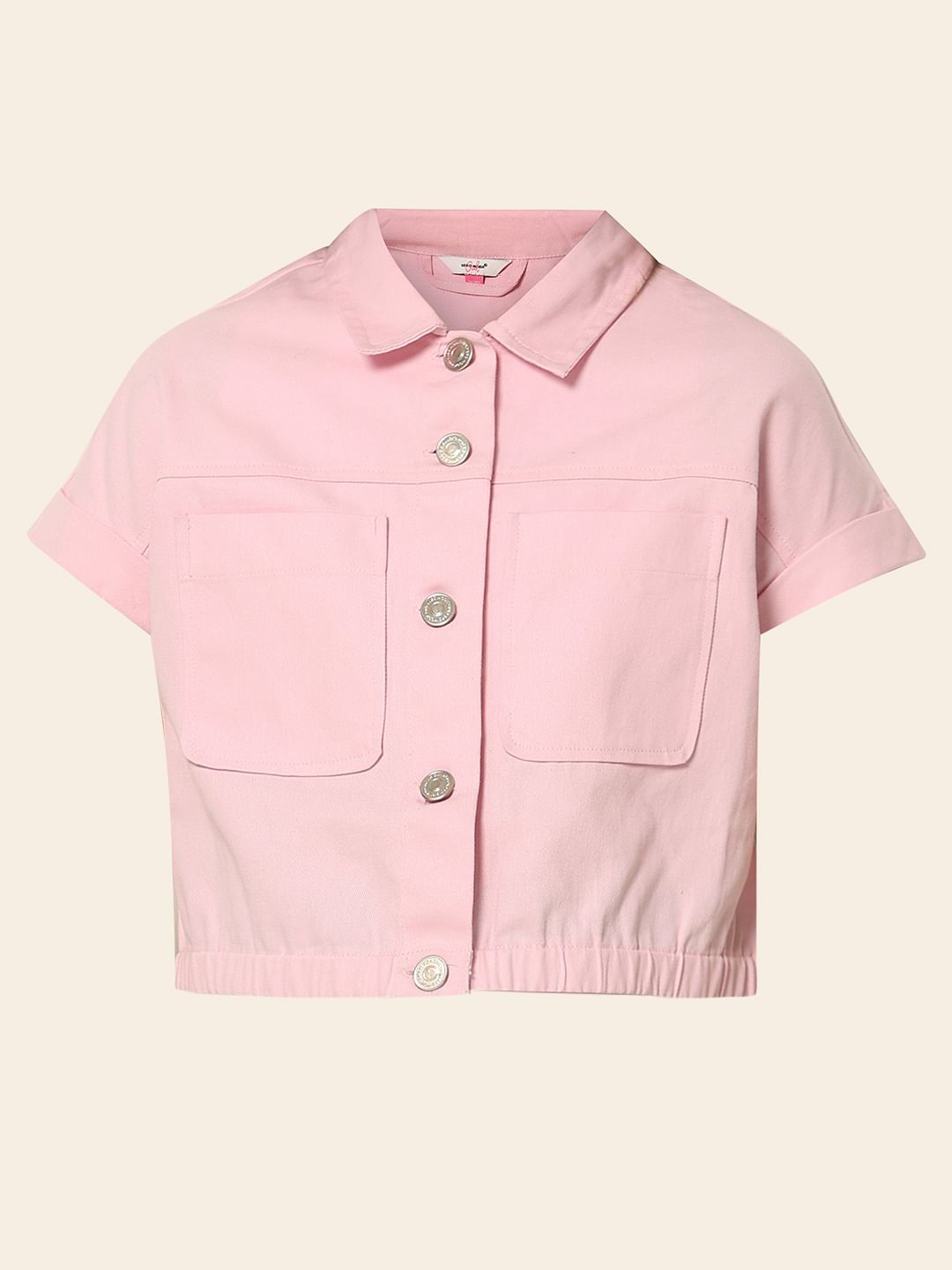 Pink Elastic Hem Shirt