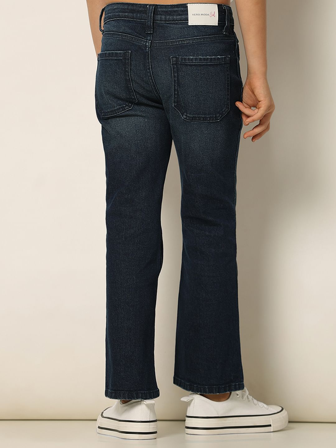 Dark Blue Mid Rise Bootcut Jeans