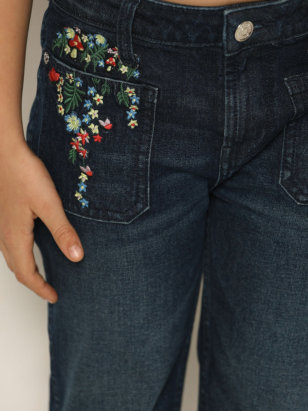 Dark Blue Mid Rise Bootcut Jeans