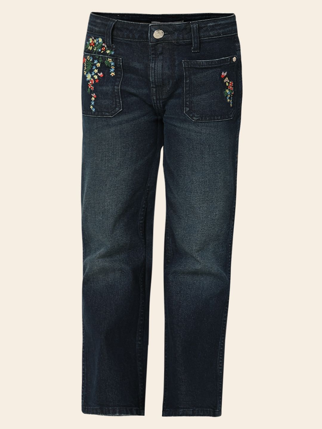 Dark Blue Mid Rise Bootcut Jeans