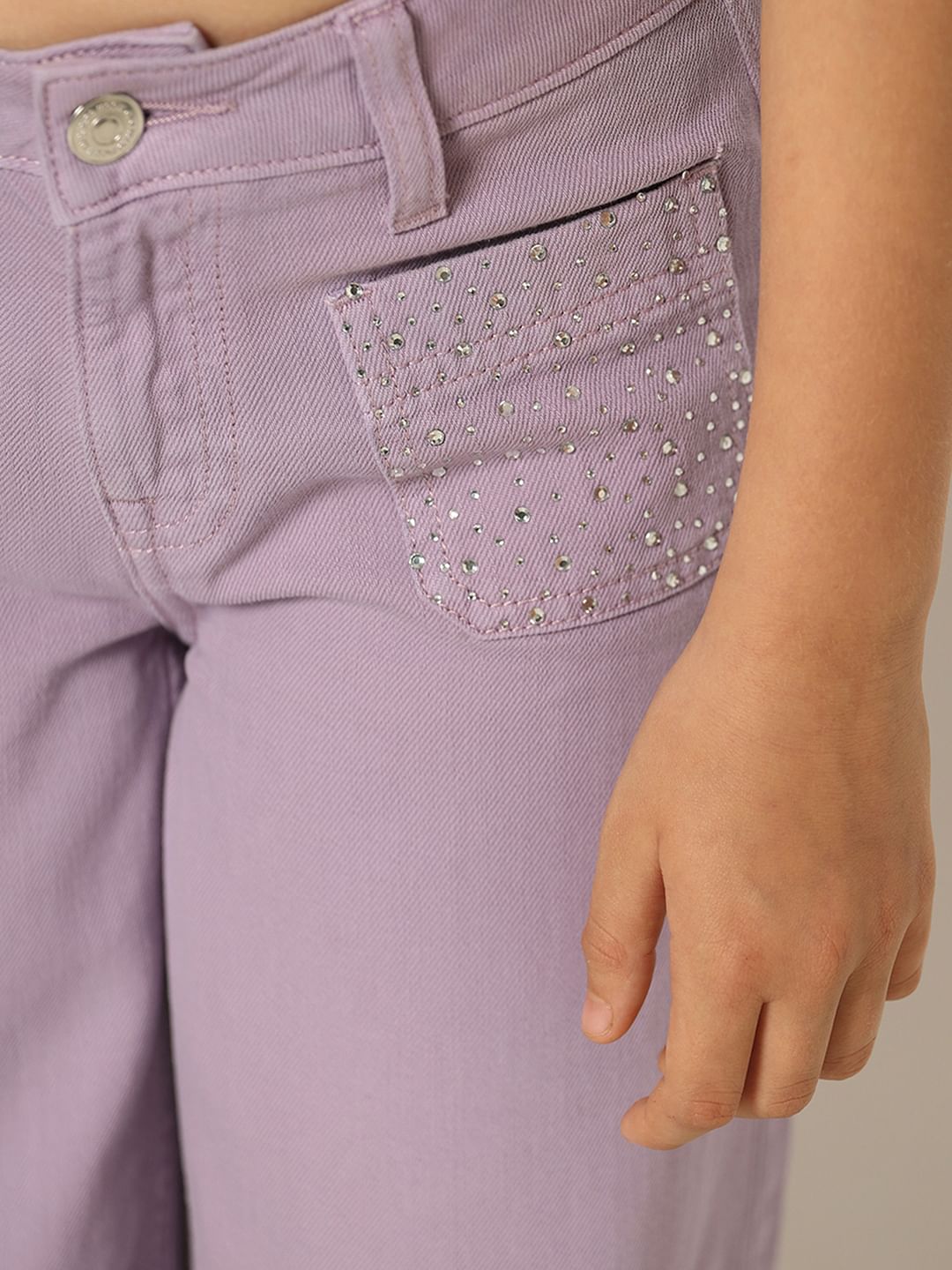 Purple Mid Rise Jade Straight Fit Jeans