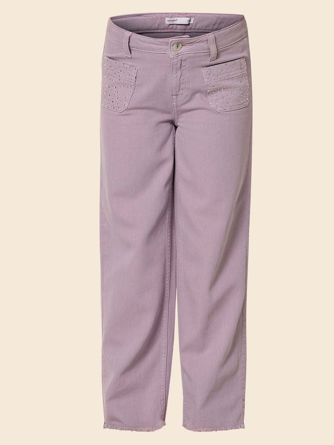Purple Mid Rise Jade Straight Fit Jeans