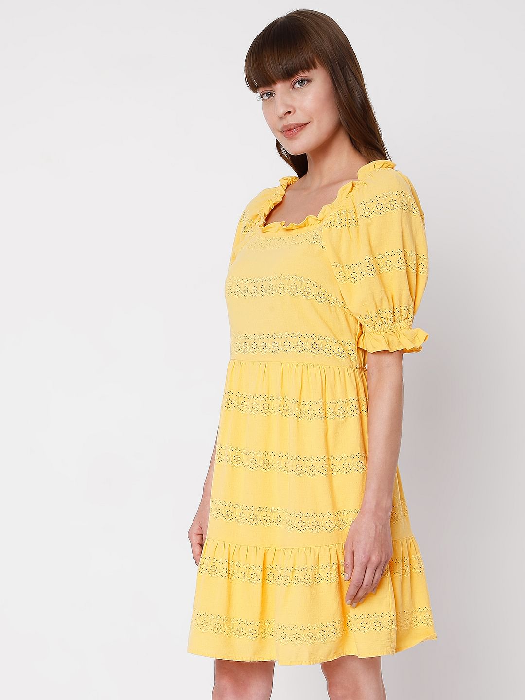 Yellow Schiffli Dress