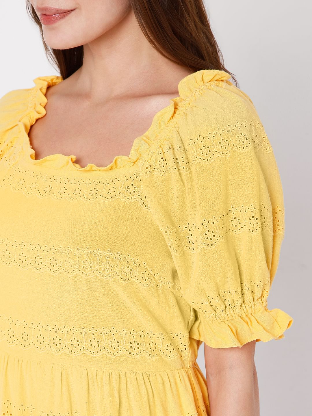 Yellow Schiffli Dress