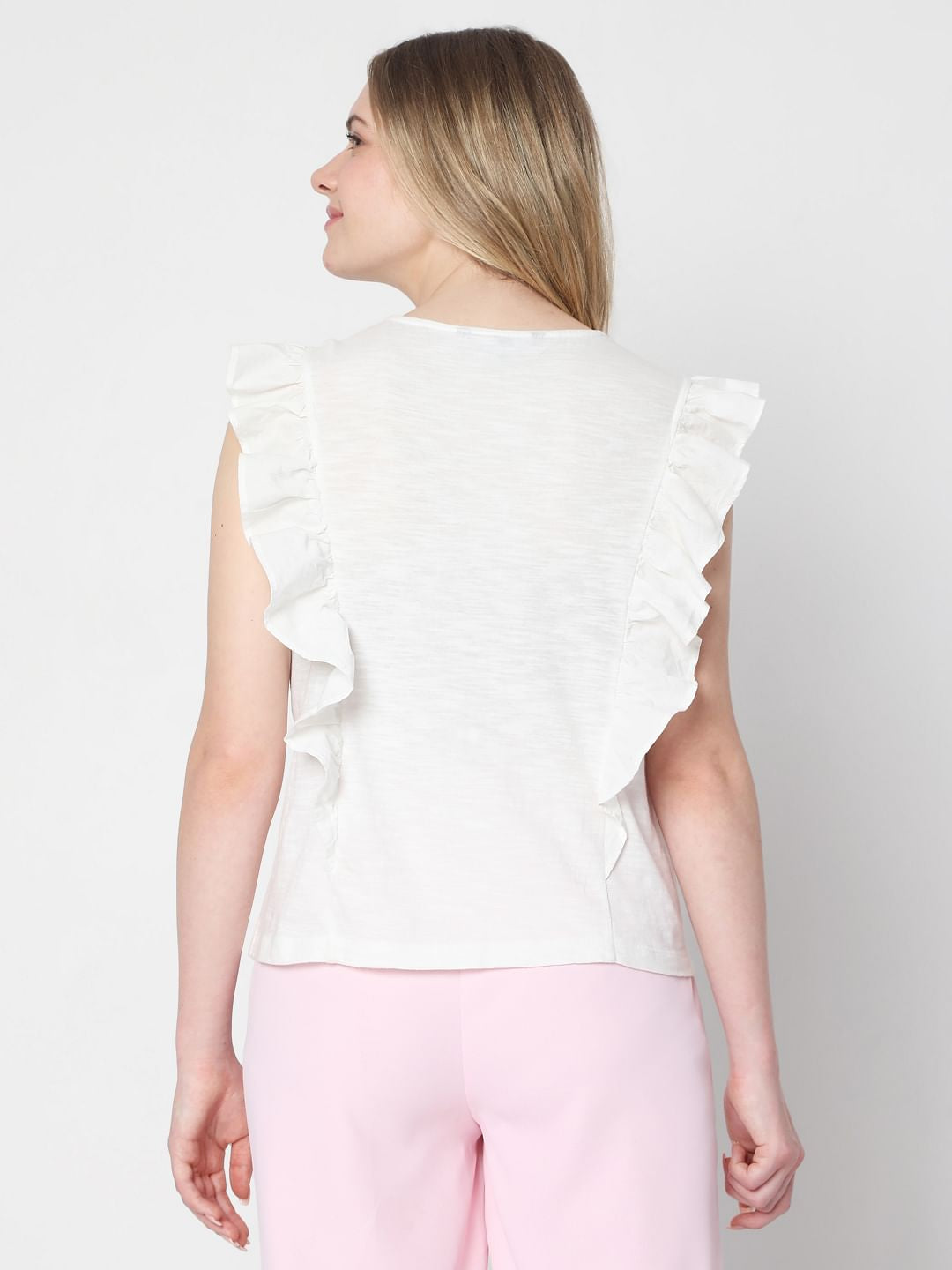 White Ruffle Top