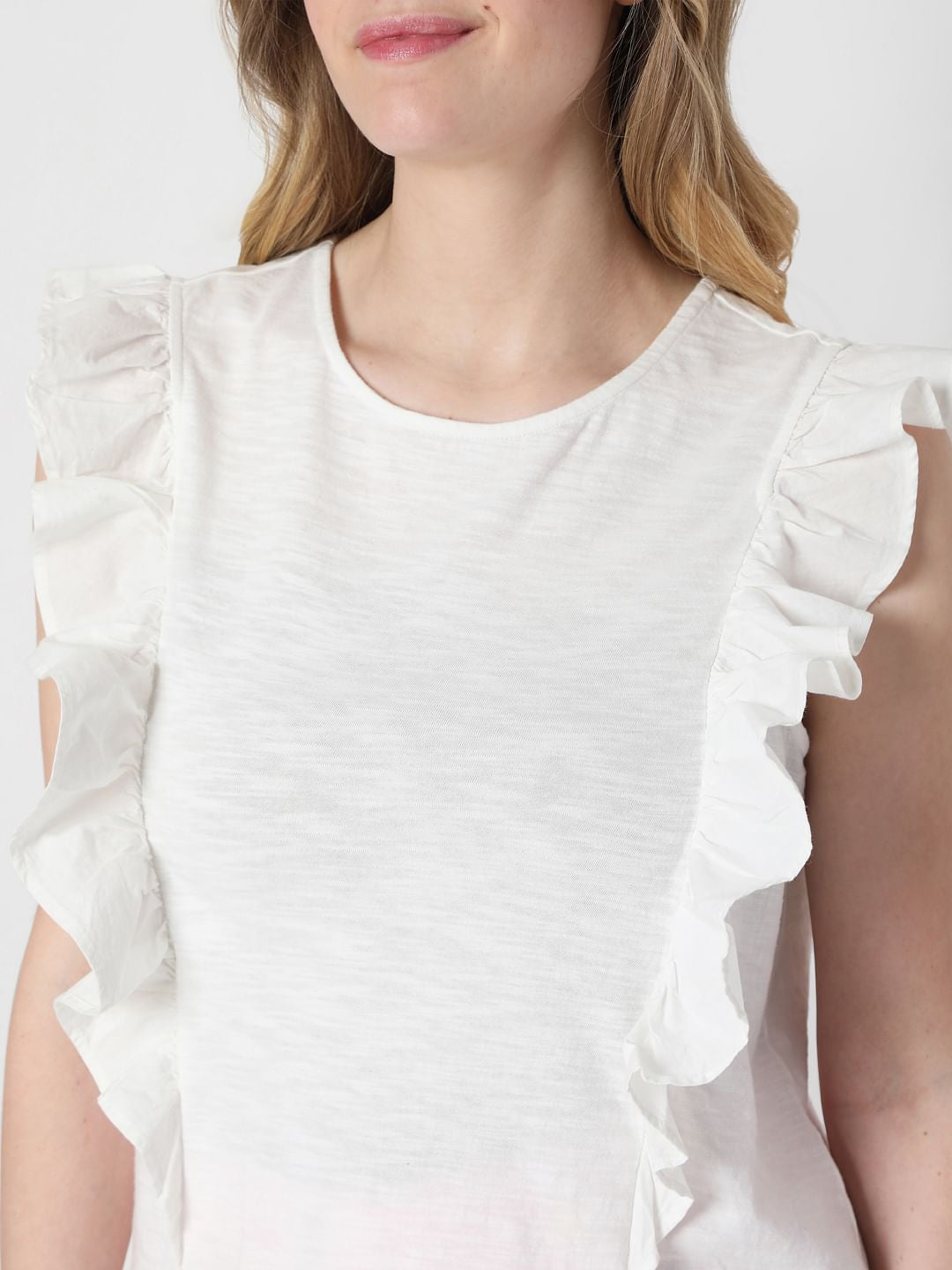 White Ruffle Top